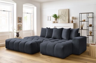 Canapé d'angle droit et pouf Mont-Blanc - 
Bleu marine