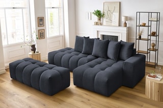 Canapé d'angle droit et pouf Mont-Blanc - 
Bleu marine