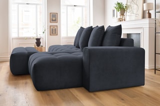 Canapé d'angle droit et pouf Mont-Blanc - 
Bleu marine