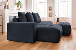 Canapé d'angle gauche et pouf Mont-Blanc - 
Bleu marine