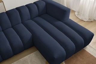 Canapé d’angle droit Talia - Bleu foncé - 3 places - En tissu chiné