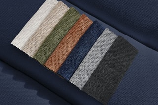 Canapé d’angle droit Talia - Bleu foncé - 3 places - En tissu chiné