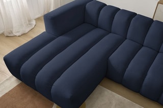 Canapé d’angle gauche Talia - Bleu foncé - 3 places - En tissu chiné