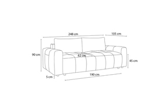 Canapé droit convertible Arsène - Orange - 3 places - En tissu velours - Couchage 155 x 190 cm