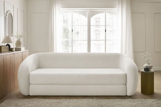Canapé droit convertible Neyo - Beige - 3 places - En tissu - Couchage 180 x 120 cm