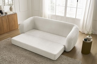 Canapé droit convertible Neyo - Beige - 3 places - En tissu - Couchage 180 x 120 cm
