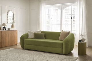 Canapé droit convertible Neyo - Kaki - 3 places - En tissu - Couchage 180 x 120 cm
