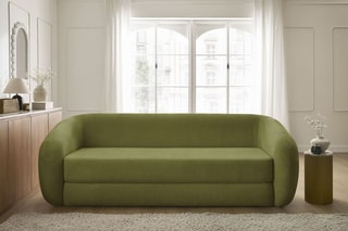 Canapé droit convertible Neyo - Kaki - 3 places - En tissu - Couchage 180 x 120 cm