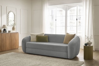 Canapé droit convertible Neyo - Gris foncé - 3 places - En tissu - Couchage 180 x 120 cm