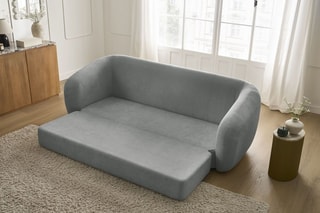 Canapé droit convertible Neyo - Gris foncé - 3 places - En tissu - Couchage 180 x 120 cm