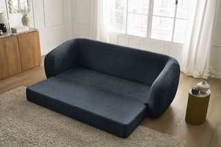 Canapé droit convertible Neyo - Bleu foncé - 3 places - En tissu - Couchage 180 x 120 cm