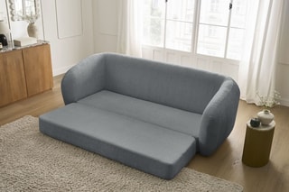 Canapé droit convertible Neyo - Gris foncé - 3 places - En tissu texturé - Couchage 180 x 120 cm