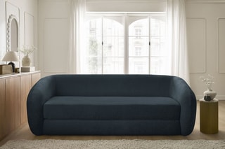 Canapé droit convertible Neyo - Bleu foncé - 3 places - En tissu texturé - Couchage 180 x 120 cm