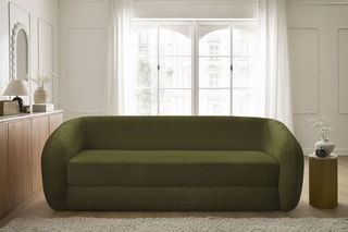 Canapé droit convertible Neyo - Kaki - 3 places - En tissu texturé - Couchage 180 x 120 cm