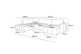 Canapé d’angle gauche panoramique convertible Arsène - Jaune - 5 places - En tissu velours - Couchage 325 x 135 cm