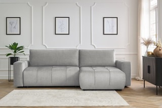Canapé d'angle droit réversible convertible Arsène - Gris clair - Couchage 232 x 135 cm