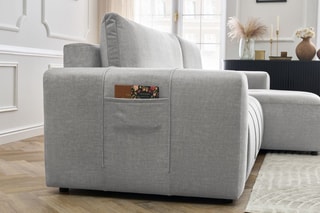 Canapé d'angle droit réversible convertible Arsène - Gris clair - Couchage 232 x 135 cm