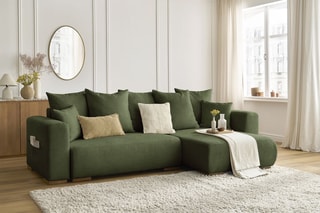 Canapé d'angle réversible convertible Sidonie - Vert - Couchage 231 x 133 cm