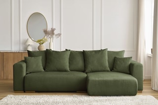 Canapé d'angle réversible convertible Sidonie - Vert - Couchage 231 x 133 cm