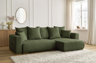 Canapé d'angle réversible convertible Sidonie - Vert - Couchage 231 x 133 cm