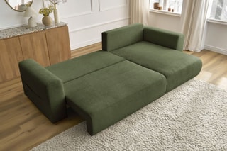 Canapé d'angle réversible convertible Sidonie - Vert - Couchage 231 x 133 cm