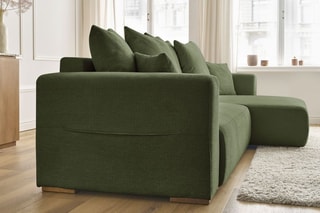 Canapé d'angle réversible convertible Sidonie - Vert - Couchage 231 x 133 cm