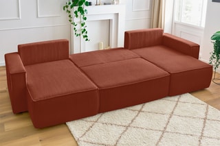 Canapé panoramique convertible Nihad - 
Orange - Couchage 328 x 139 cm