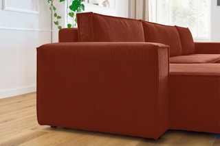 Canapé panoramique convertible Nihad - 
Orange - Couchage 328 x 139 cm