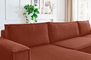 Canapé panoramique convertible Nihad - 
Orange - Couchage 328 x 139 cm
