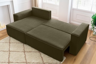 Canapé d'angle réversible convertible Nihad - Vert - Couchage 231 x 130 cm