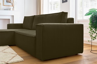Canapé d'angle réversible convertible Nihad - Vert - Couchage 231 x 130 cm