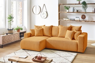 Canapé d'angle réversible convertible Envy - Moutarde - Couchage 231 x 130 cm