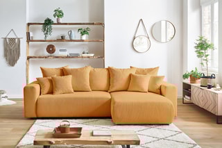 Canapé d'angle réversible convertible Envy - Moutarde - Couchage 231 x 130 cm