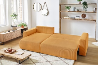 Canapé d'angle réversible convertible Envy - Moutarde - Couchage 231 x 130 cm