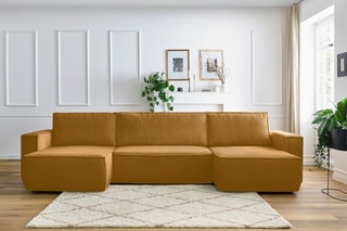 Canapé panoramique convertible Nihad - Jaune - Couchage 328 x 139 cm