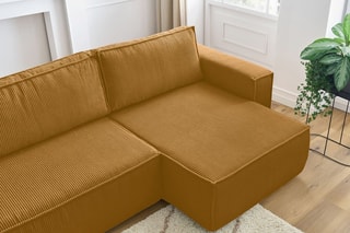 Canapé panoramique convertible Nihad - Jaune - Couchage 328 x 139 cm
