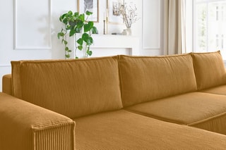 Canapé panoramique convertible Nihad - Jaune - Couchage 328 x 139 cm