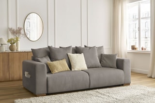 Canapé droit convertible Sidonie - Taupe - Couchage 152 x 190 cm