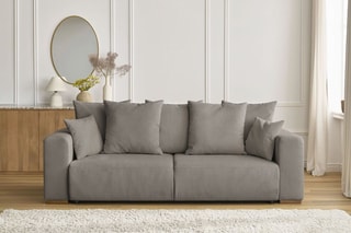 Canapé droit convertible Sidonie - Taupe - Couchage 152 x 190 cm