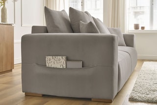 Canapé droit convertible Sidonie - Taupe - Couchage 152 x 190 cm