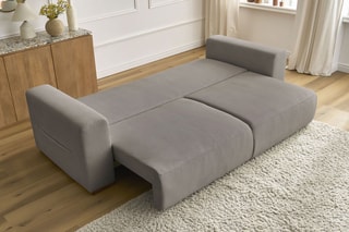 Canapé droit convertible Sidonie - Taupe - Couchage 152 x 190 cm