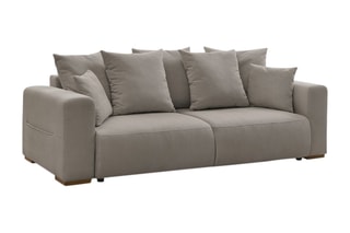 Canapé droit convertible Sidonie - Taupe - Couchage 152 x 190 cm