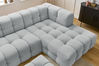Canapé d'angle droit avec pouf Cloud - Gris clair