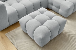 Canapé d'angle droit avec pouf Cloud - Gris clair