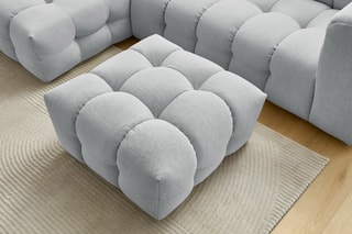 Canapé d'angle gauche avec pouf Cloud - Gris clair