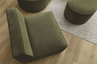 Canapé d'angle droit modulable, chauffeuse et pouf  Rousseau - Vert