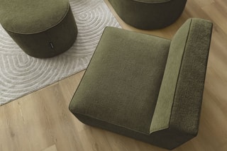Canapé d'angle gauche modulable, chauffeuse et pouf  Rousseau - Vert