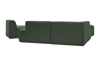 Canapé d'angle gauche modulable avec chauffeuse et pouf Rousseau - Vert