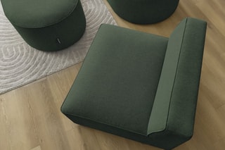 Canapé d'angle gauche modulable avec chauffeuse et pouf Rousseau - Vert