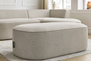 Canapé d'angle droit avec pouf Rousseau - Beige